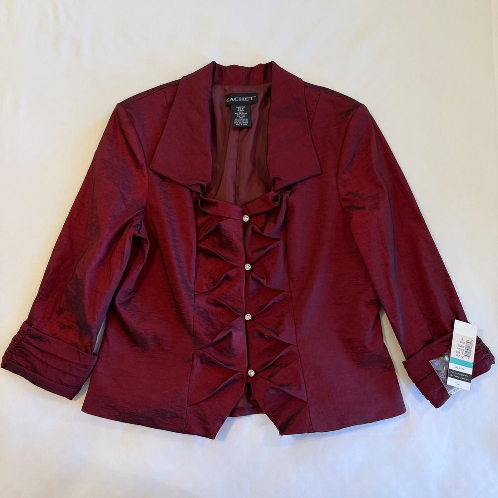 Iridescent Jacket Rhinestone Red Cachet Sz 16 NWT Costume Y2K Formal Steampunk